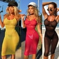 thumbnail image 2 of Women Sexy Spaghetti Strap Dresses Long Cover Up See-through Bodycon Dress, 2 of 7