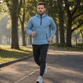 thumbnail image 4 of Youthup Men's Half-Zip Hooded Quick-Dry Wind-Resistant Nylon Blend Jacket for Outdoor Training & Urban Sports (24-35 Years, Spring/Fall), 4 of 10