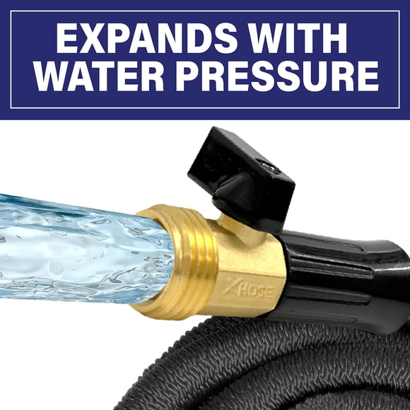 X-Hose Pro Expandable Garden Hose 25Ft, Heavy Duty Lightweight Retractable Water Hose, Flexible Hose, Weatherproof, Crush Resistant Solid Brass Fittings, Kink Free Expand