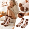 thumbnail image 2 of Thanksgiving Coral Fleece Crew Socks, Mid Calf Plush Cozy Socks With Heart And Mushroom Pattern, Soft Fuzzy House Socks For Women, Cute Autumn Winter Warm Slipper Socks, Funny Holiday Gift Socks (G), 2 of 5