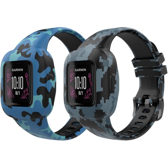 2PACK Band Compatible with Garmin Vivofit JR 3 Tracker, Soft Silicone Printing Pattern Adjustable Replacement Strap
