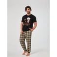 thumbnail image 2 of Men 1pc Coffee & Letter Graphic Tee & 1pc Plaid Pants PJ Set, 2 of 5