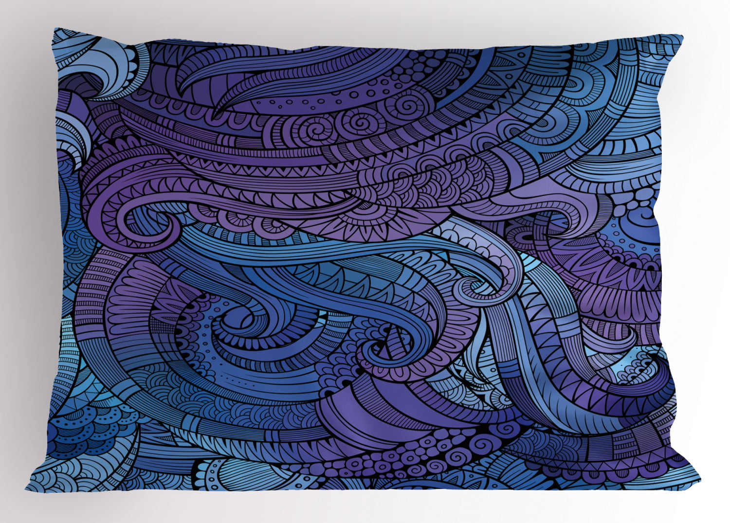Abstract Pillow Sham Ocean Inspired Graphic Arabesque Paisley Swirled Hand  Drawn Ethnic Artwork Print, Decorative Standard King Size Printed  Pillowcase, 36 X 20 Inches, Purple Blue, by Ambesonne