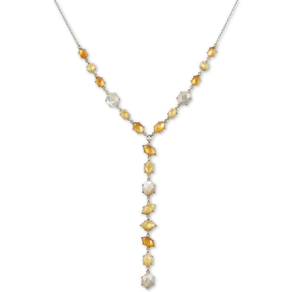 Lucky Brand Two-Tone Multi-Stone Lariat Necklace (Gold)