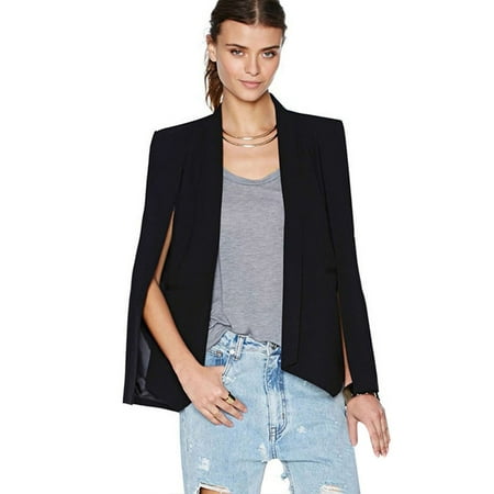 - Women Long Cape Sleeve Slim Chiffon Blazer Cardigan Jacket Suit Coat Outwear