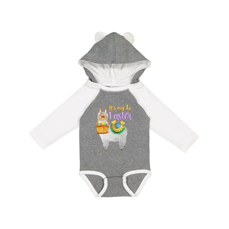 

Inktastic It s My 1st Easter Llama with Basket of Eggs Gift Baby Boy or Baby Girl Long Sleeve Bodysuit