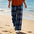 thumbnail image 2 of Edvintorg Lounge Pants Women Plaid Wide Leg Trouser Elastic Waisted Loose Casual Pant Fashion Clothing Women Navy S-2XL, 2 of 6