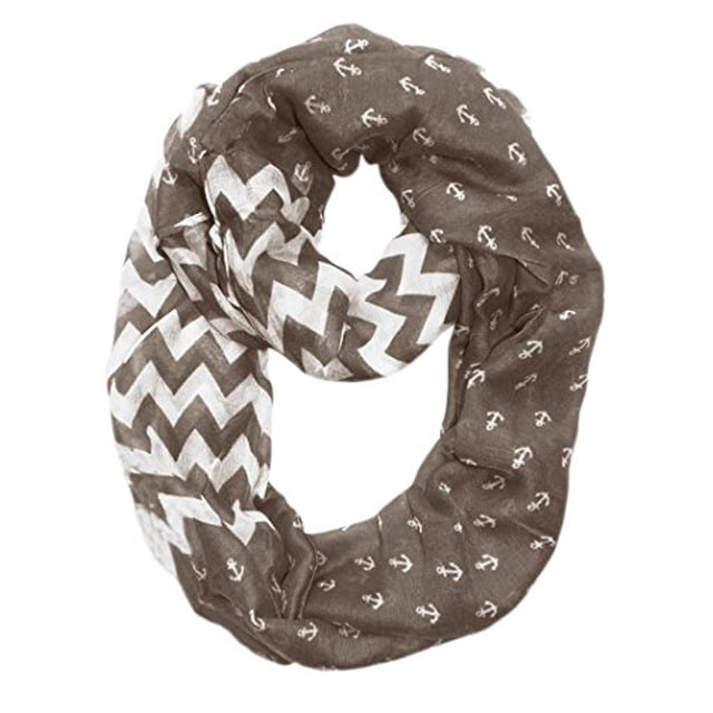 Peach Couture All season Infinity Loop Scarves Chevron Anchor Print