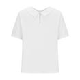 thumbnail image 5 of Cotton Linen Tops for Women Loose S-3X Plus Size Collared Shirt Summer Short Sleeve Casual Plain Tees T-shirt (White #1, Large), 5 of 6