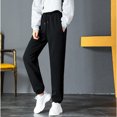 thumbnail image 4 of LEBONYARD Wide Leg Pants Clearance,Women's Solid Color Warm Lamb Fleece Pants Wear Warm Sweatpants and Ankle Sweatpants Casual Pants Black S, 4 of 7