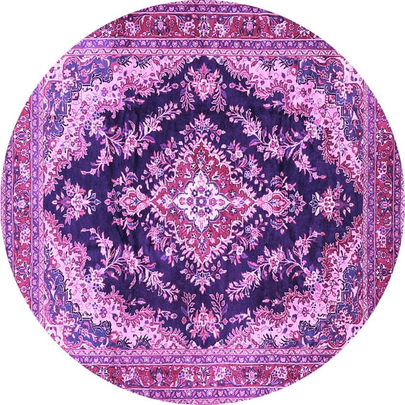 Ahgly Company Indoor Round Medallion Purple Traditional Area Rugs, 8' Round