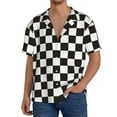 thumbnail image 2 of Disketp Men's Hawaiian Black and White Checkerboard Print Shirts Button Down Holiday Beach Shirts-4X-Large, 2 of 5