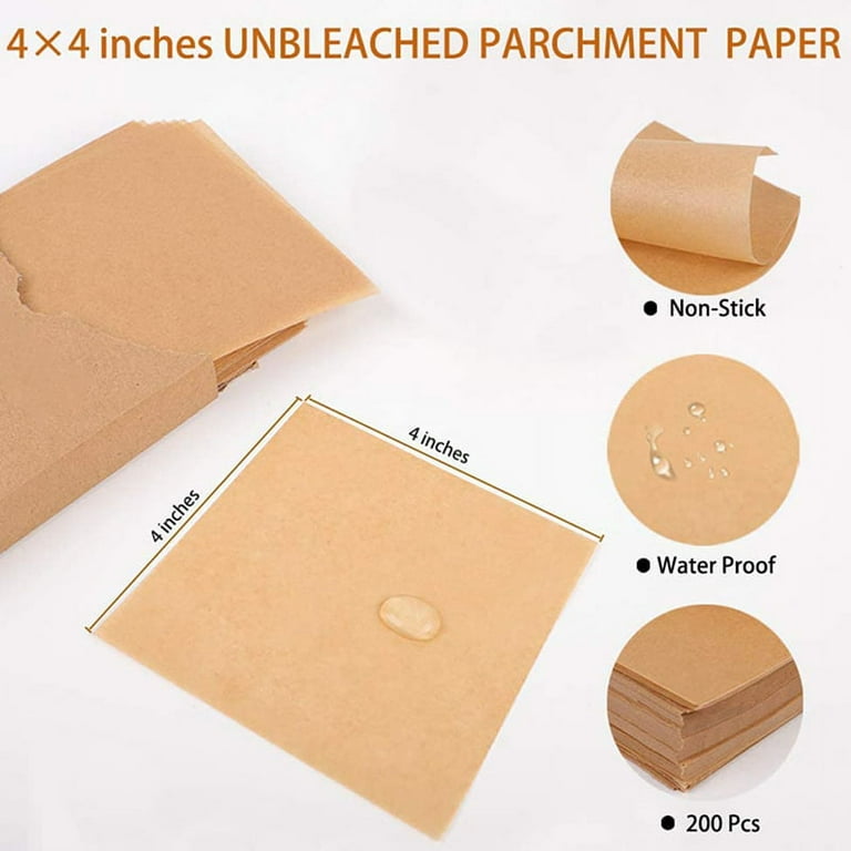 500 Pcs Unbleached Parchment Paper Baking Sheets, 4x4 Inches Non-Stick Precut Baking Parchment, Perfect for Wrapping, Size: 10, Brown