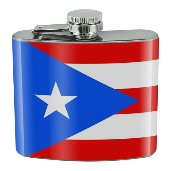 Puerto Rico Country Flag Stainless Steel 5oz Hip Drink Kidney Flask