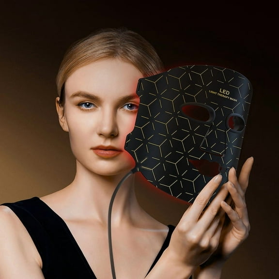 Flexible Silicone LED Light Mask for Face and Neck, 7-Color Skincare Beauty Device for At-Home Spa Relaxation, Hands-Free Design with Controller