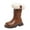 Brown, variant on Girls Winter Solid Color Side Zip Thigh High Boots Warm Data Boots Link Shoes Children's Rain Boots Girls Northerner Insulated Rubber Boots Girls Tall Boot Bog Kids Winter Boots Tall Girls Riding