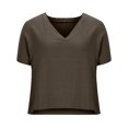 thumbnail image 2 of QLEICOM Women Fashion V-Neck Short Sleeve Oversized T Shirt Solid Casual Loose Basic Tops, Casual Loose Tunic Tops, Tees & Blouses S-2XL, 2 of 5