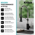 thumbnail image 4 of Kraus KPF-1610SFSMB Robinet de Cuisine Commercial Bolden de 18 Po Sans Taches avec Tête de Jet à Double Fonction à Abaissement, Tout-en-un - Acier Inoxydable et Fini Noir Mat, 4 of 11