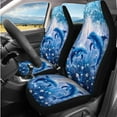 thumbnail image 2 of Yuyamidu Dolphin Car Seat Covers Full Set of 14 Fashion Steering Wheel Cover Seat Belt Pads Blue Ocean Armrest Cover Headrest Covers Auto Cup Holders Keychain, 2 of 7