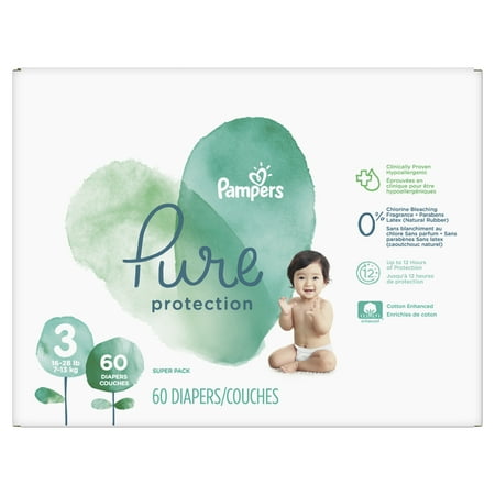 Pampers Pure Protection Diapers Size 3 60 Count (Best Diapers For Sensitive Skin 2019)