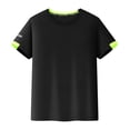 thumbnail image 3 of Manyakai Kids Boys Quick Dry Active Sport Short Sleeve Breathable T-Shirt Tee Top Basketball Football Black 150, 3 of 4