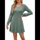 thumbnail image 1 of Vestido Tipo Suéter de Punto de Larga para Mujer, Estilo Túnica Informal con Cuello en V, Conjuntos de Moda para Otoño. Verde S, 1 of 7