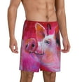 thumbnail image 2 of Naloa Pink Pig Men's Short Pajama Pants, Lounge Comfort Shorts with Elasticized Waistband and Side Pockets - Large, 2 of 9