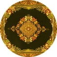 thumbnail image 1 of Ahgly Company Machine Washable Indoor Round Medallion Yellow Traditional Area Rugs, 8' Round, 1 of 4