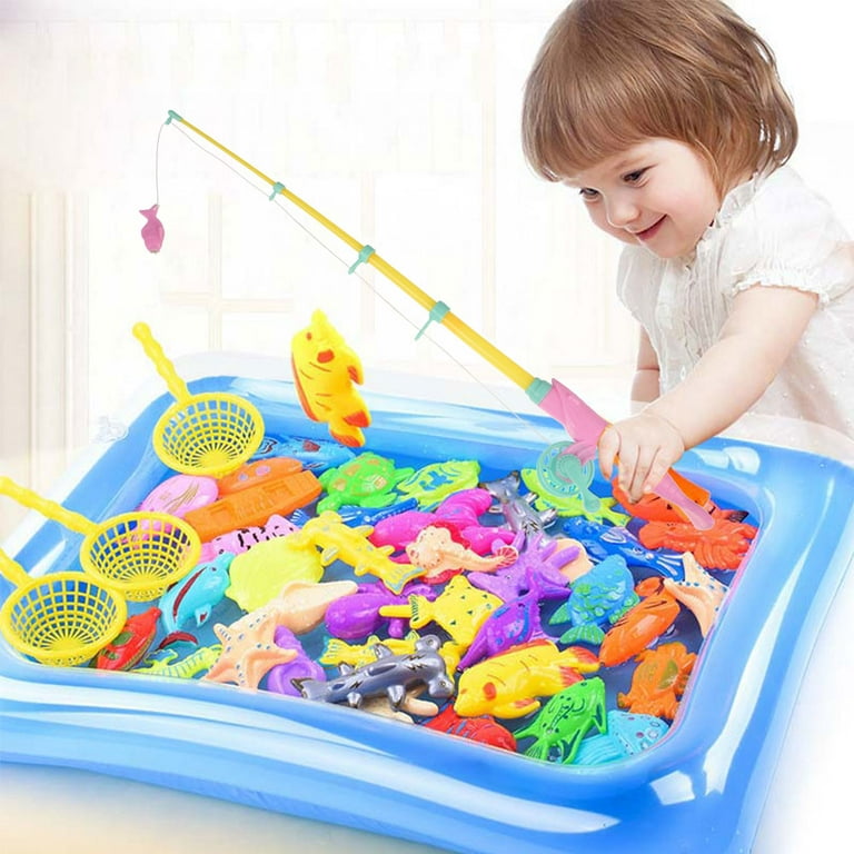 MTFun 22PCS Magnetic Fishing Toy Set For Kids Baby Bath Time Fishing Game  Set With Plastic Fishing Rod Toddler Education Model Kit Best Baby Gifts 