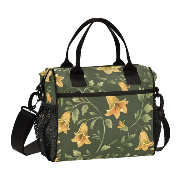 Campanula Flowers and Foliage Lunch Bag Insulated Lunch Box Leakproof Reusable Cooler Tote Adjustable Shoulder Strap for Men Women 9L
