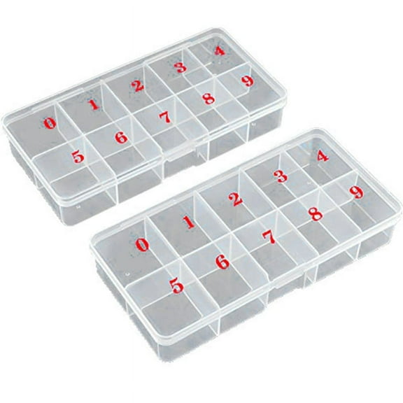 Nail Tip Box Empty Tips Organizer Storage Fingernail Spaces Case Container Grid