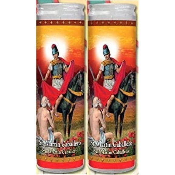 Saint Martin of Tours Martin Caballero Patron of Horses Soldiers and South Africa Set of Two Glass Candles with Prayer