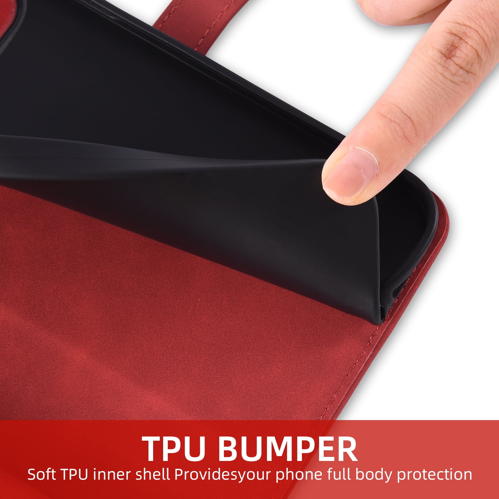 Asuwish Phone Case for Samsung Galaxy A13 4G/5G Wallet Cover With Tempered Glass Screen Protector Crossbody Wrist Strap Flip Pattern Zipper Credit Card Holder Cell A04s M13 G5 A 13 LTE 13A 2022 Red