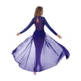 thumbnail image 2 of YiZYiF Womens Sequins Sparkly Ballet Dance Leotard Maxi Dress Long Sleeve Asymmetrical Lyrical Dress Dancewear Royal Blue XXL, 2 of 6