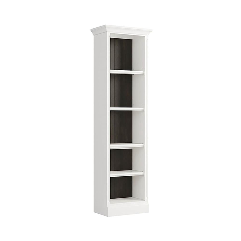 Bowery Hill 24" Farmhouse Acacia Solid Wood Bookcase in Effortless White