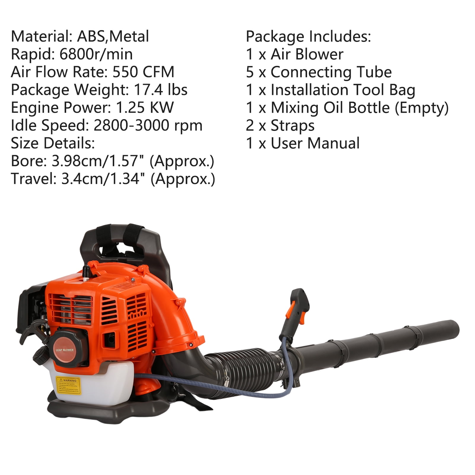AurumEdge Backpack Leaf Blower Gas Powered 52CC, Cordless Leaf Blower 550CFM Powerful, Adjustable Tube Gas Powered Dust Blower Garden Supplies