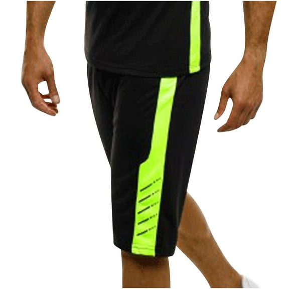 WAVSUF Summer Drawstring Shorts for Mens Elasticity Short Pants Motion Bodybuilding Casual Black Size L