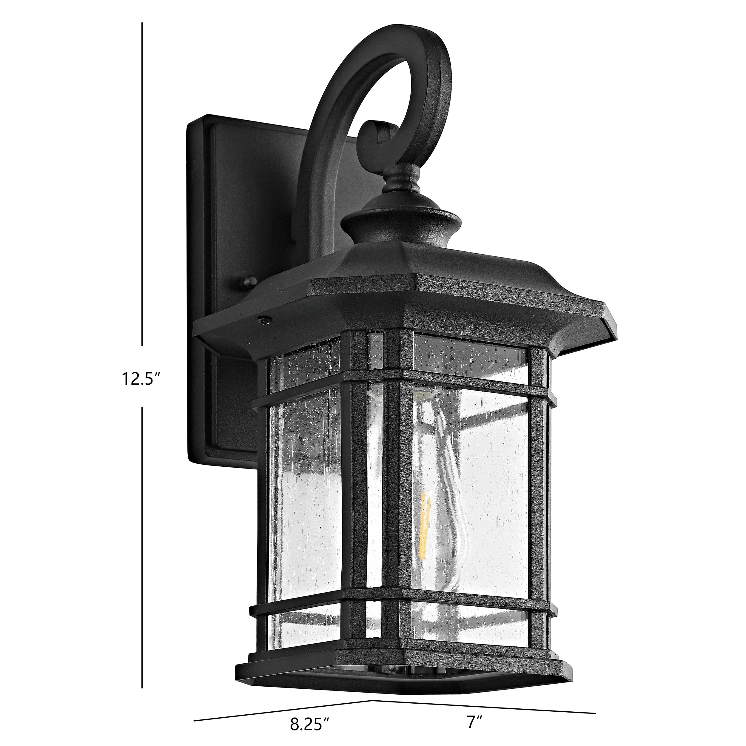 SAFAVIEH Lolia LED Black Aluminium Outdoor Wall Sconce with Clear Glass Shade