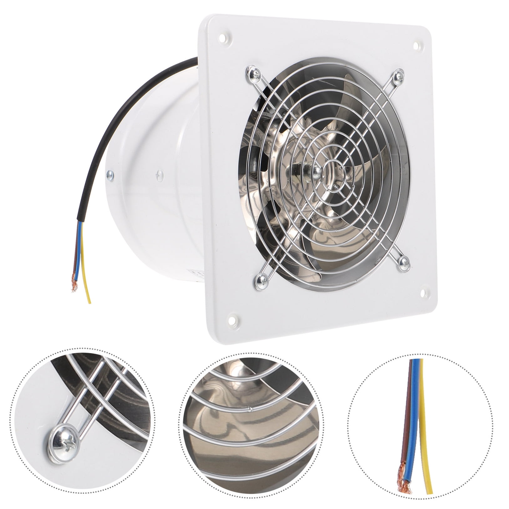 ELAYARD White Stainless Steel Exhaust Fan for Kitchen & Bathroom Ventilation, Quiet , Energy Efficient Design