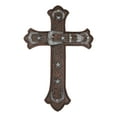 thumbnail image 3 of Large Rustic Western Cowboy Faux Tooled Leather Floral Belt Buckle Wall Cross, 3 of 7