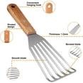thumbnail image 1 of Espátula para pescado de cocina ancha y delgada de acero inoxidable Espátula ranurada liviana y duradera Diseño de bordes biselados Espátula para cocinar Espátulas para cocinar, 1 of 7
