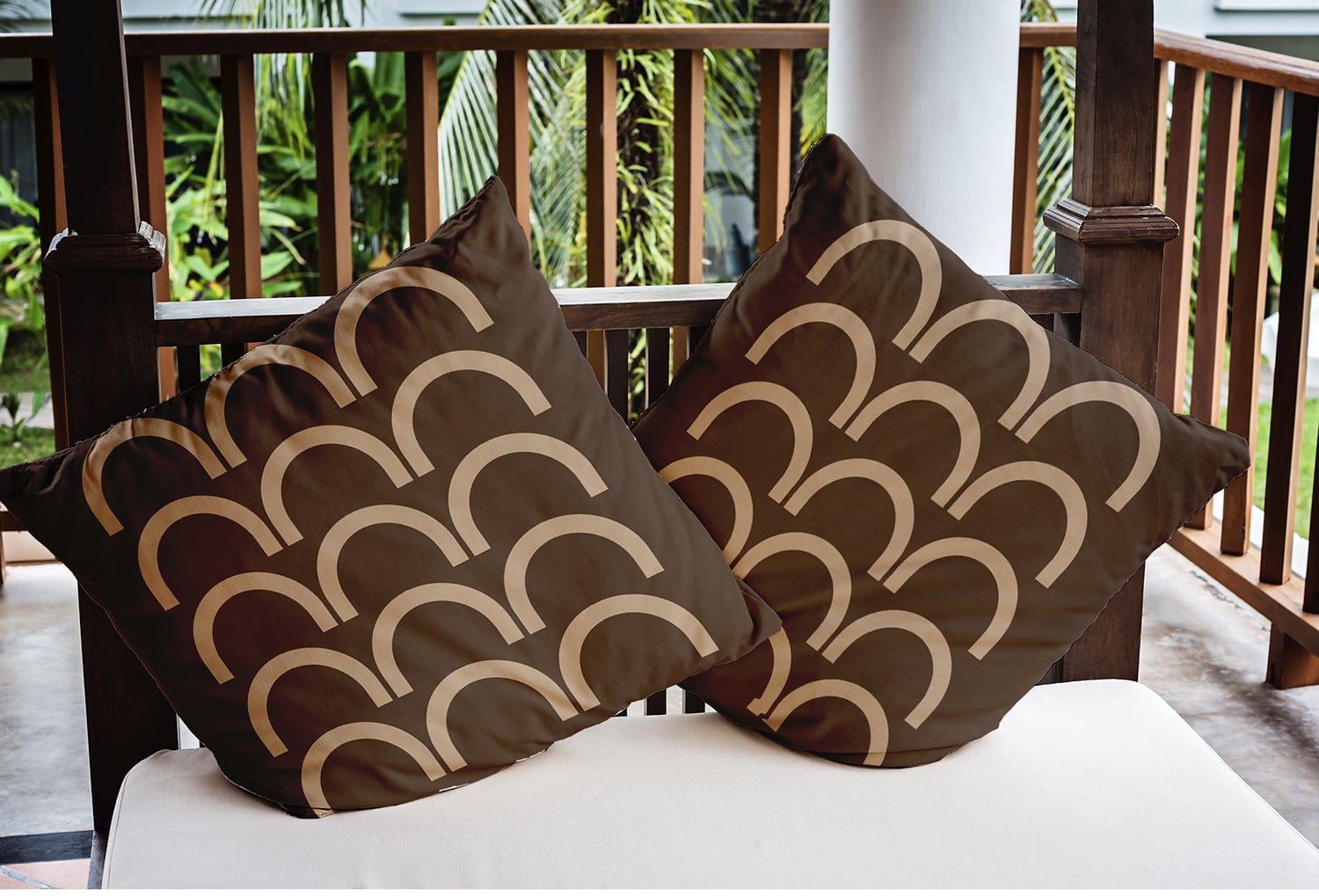 20" x 20" Simply Daisy Rhythm Arches Polyester Indoor/Outdoor Pillow, Bistre Qty 1