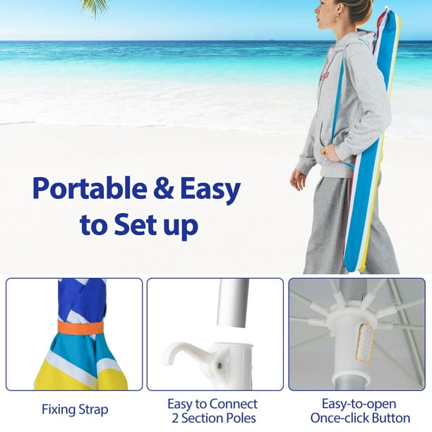 costway 6.5ft patio beach umbrella sun shade tilt carry bag Costway 6.5 FT Patio Beach Umbrella Sun Shade Tilt Aluminum Sports Portable  Carry Bag
