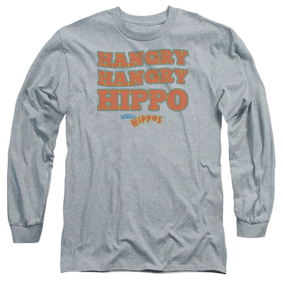 Hungry Hungry Hippos Hangry Long Sleeve Adult 18/1 T-Shirt Athletic Heather