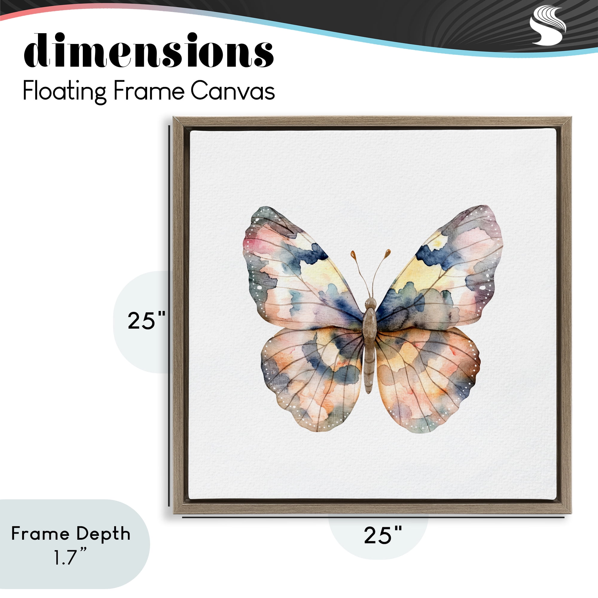 Stupell Industries Traditional Watercolor Butterfly Brown Framed Floater Canvas Wall Art, design by Kim Allen
