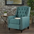 thumbnail image 2 of GDF Studio Sinclair Contemporary Fabric Tufted Pushback Recliner with Nailhead Trim, Dark Teal and Dark Brown, 2 of 13