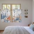 thumbnail image 3 of Blue Coastal Kitchen Curtains 45 Inch Length, Summer Beach Starfish Weeping Eucalyptus Wooden Tiers Curtains for Bathroom Bedroom Cafe, Light Filtering Window Treatment Drapes 2 Panels 42"Wx45"L, 3 of 8