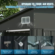 Dateyes 8' x 4' Metal Storage Shed with Triple Doors, Lockable Lean-to Design & Vents, Black