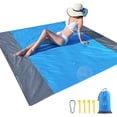 thumbnail image 1 of Manta de playa a prueba de arena, manta de picnic, impermeable y resistente al viento, manta de playa ligera y de secado rápido, 1 of 6