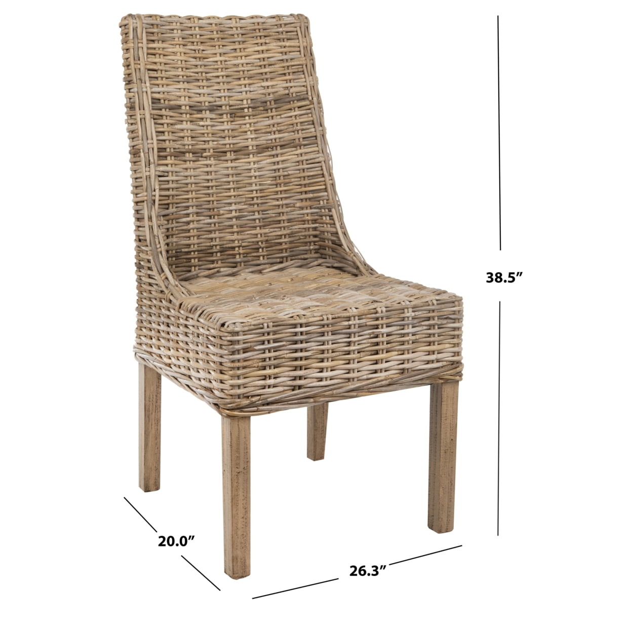 SAFAVIEH Suncoast Nautical Rattan Solid Dining Parsons Chair, Natural (Set of 2)